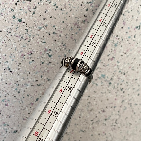 ITALY Sterling Silver Dome Enamel Marcasite Ring 7 - Picture 4 of 4